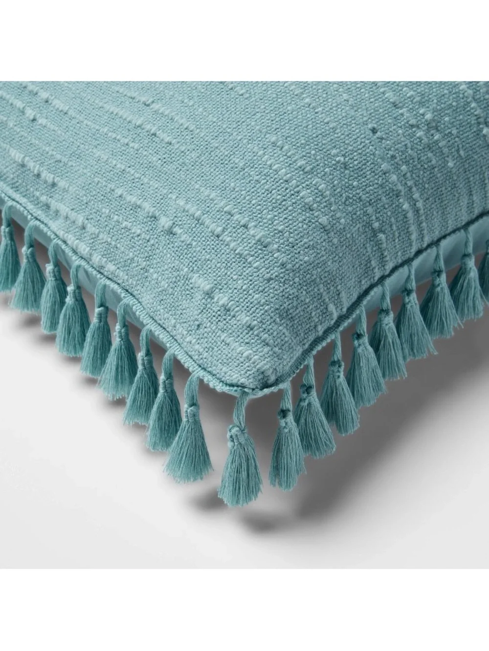 Threshold Euro Light Teal Blue Tassel Square Accent Pillow